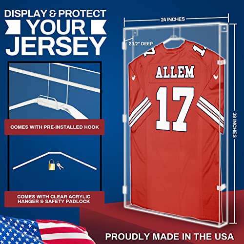 Pennzoni Jersey Frame Display Case - All Acrylic Jersey Display Case - Clear Acrylic Jersey Frame For Baseball, Football, Hockey, & Basketball - Jersey Display Shadow Box #TOP1