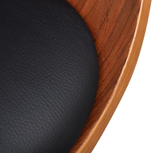 Miniatura 4 de Silla de comedor moderna de piel sintética negra y madera, diseño ergonómico, cómodo asiento para comedor, cocina, sala de estar, oficina