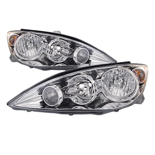 HEADLIGHTSDEPOT Headlight Set Compatible With 05-06 Toyota Camry LE XLE Left Driver and Right Passenger Side Halogen Headlamp