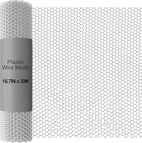 Chicken Wire Mesh Roll, 0.4M(T) x 10M(L) White Plastic Wire Mesh Fencing Poultry Barrier Fencing for Garden Netting, Construction Netting, Chicken Rabbit Poultry Habitat Supplies