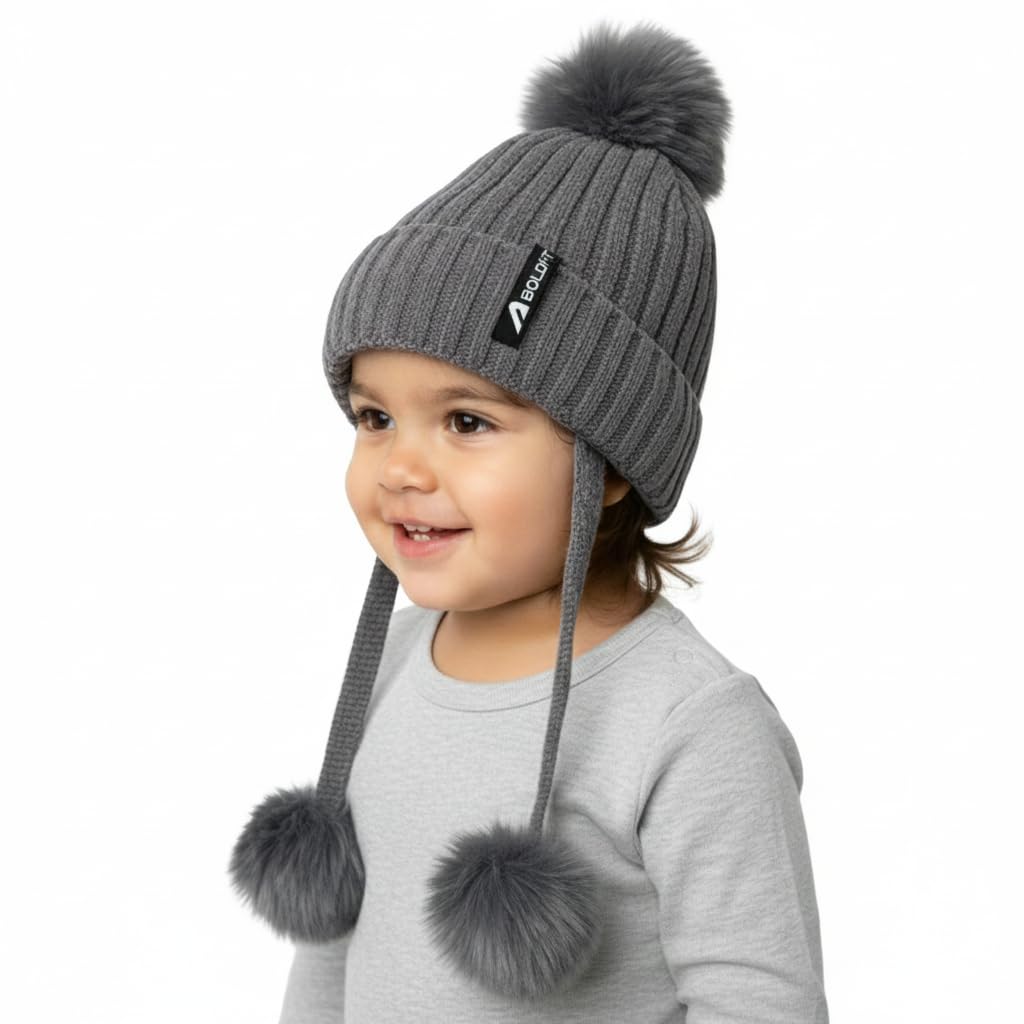Boldfit Kids Winter Cap (1-4 Years) Soft Knit Woollen Skull Cap for Children Warm Beanie for Kids for Outdoor, Ski, Cycling, Cold Weather Protection Kids Winter Wear Beanie Hat Pom Pom-image-20