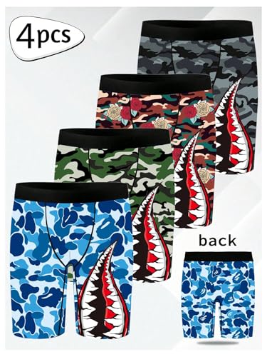 WDIRARA Men's 4 Pack Camo Funny Boxer Briefs Breathable Underwear Trunks2