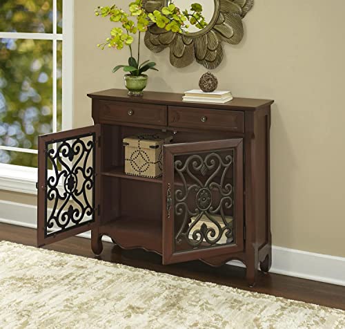 Powell Light Cherry 2-Door, 2-Drawer Scroll Console #TOP2