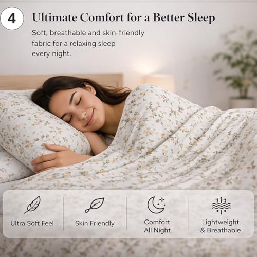Image of Bedsheet for King Bed Include Pillow Covers | Verdant Bliss Premium Bedding | Pure Cotton 144 Thread Count|60x100 inch - Verdant Bliss