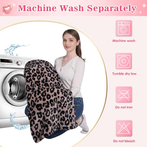Image of Waitu Wearable Blanket Sweatshirt Gifts for Women and Men, Warm and Cozy Blanket Hoodie, Thick Flannel Hoodie Blanket, Blanket Robe for Adults and Kids - Leopard