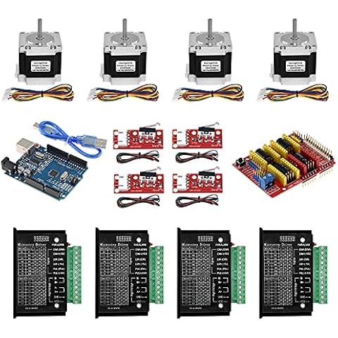 Twotrees CNC Controller Kit with Nema 23 Stepper Motor 8.0，TB6600 Stepper Motor Driver,GRBL CNC Shield Board，Switch Endstop Cover