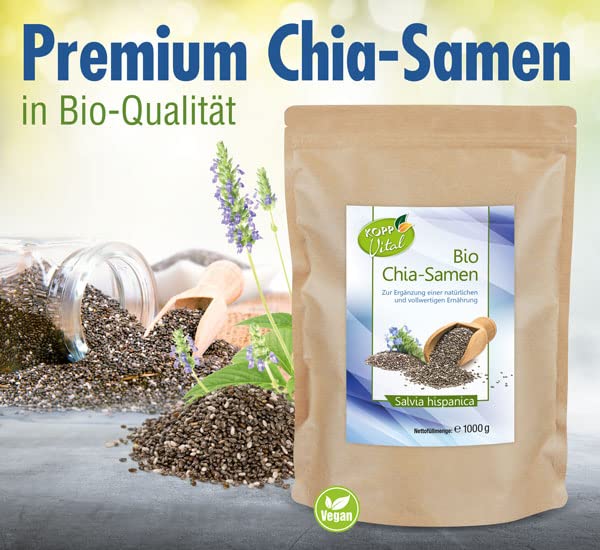 KOPP Vital® Bio Chia-Samen 1 kg - Bio-Qualität - ohne Gentechnik – Zusatzstofffrei - Premium Chia-Samen