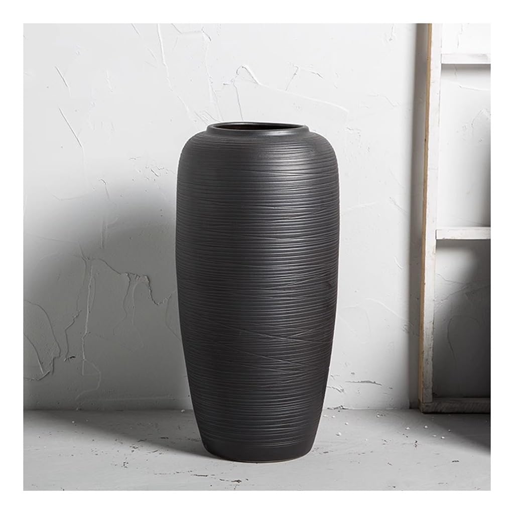 asdchZen Tall Modern Farmhouse Decor Vase For Living Room Large White Floor Standing Vase For Home Decoration With Dried Flower Arrangement 50Cm,Black-42cm