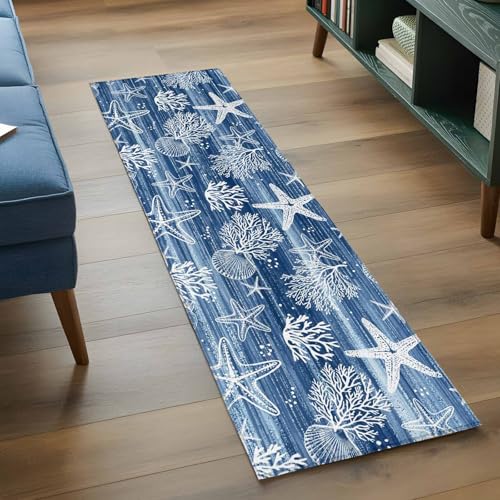 DecorLovee Tapete Pasillo 2'x6' Antideslizante Azul Marino miniatura 4