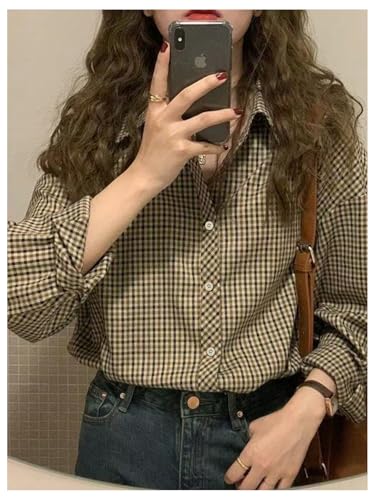 SweatyRocks Women's Plaid Button Down Shirts for Women Long Sleeve Collared Dressy Blouses4
