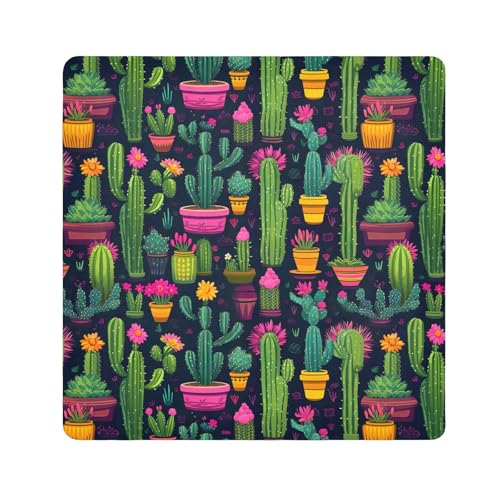 ODAWA Cute Cactus Plant Green Self-adhesive Cloth 13.8X13.8 Inch Cosmetic Bag Magic Self-Adhesive Cloths for Camera, Lens, Laptop