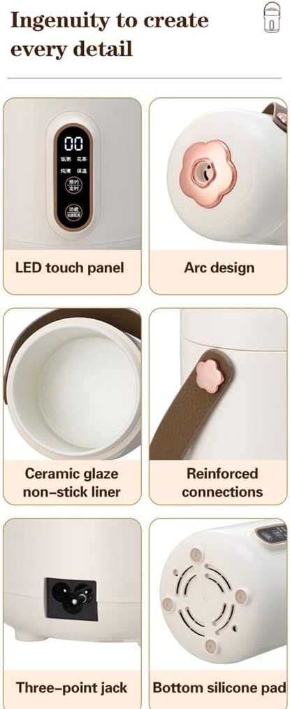 Mini Rice Cooker Portable Rice Cooker Electric Heating Rice Box Rice Soup Porridge Cooking Machine Electric Stew, 1