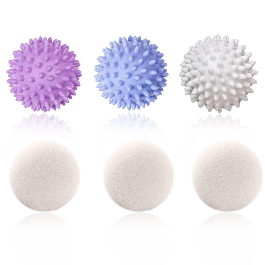 3 Pcs Bolas Secadora de Ropa y 3 Pcs Bolas Secadora de Ropa, Pelotas de Lavadora Mejorando el Lavado, Bola de Lavado Reutilizable, Pelota de Secado, Dryer Balls, Reduce La Ropa Arrugas