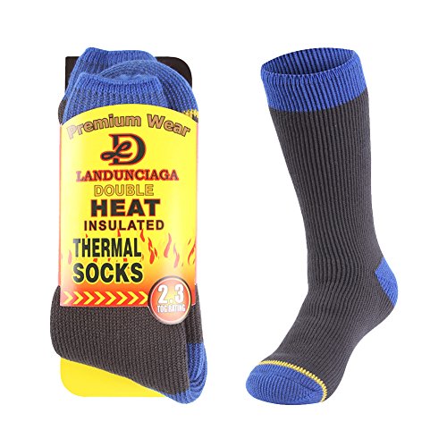LANDUNCIAGA Men's Crew Warm Fuzzy Cozy Thermal Socks Heat Keeping Slipper Socks Arctic