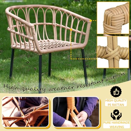 Homsido HH301 3-Piece Outdoor Rattan Patio Furniture Set, Bohemian Simple Wicker Patio Chair Conversation Indoor Sets With Coffee Table And Waterproof Cushion thumb #1