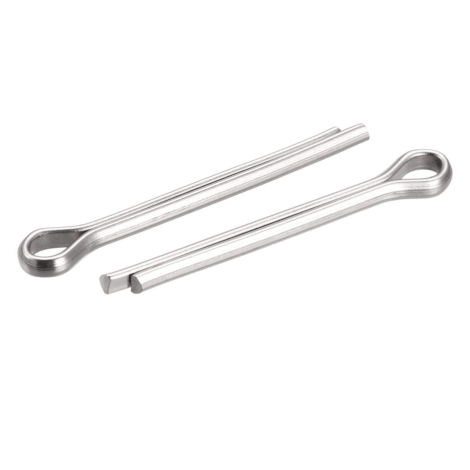 sourcing map Split Cotter Pin, 4mm x 35mm Stainless Steel Clip Fastener Fitting for Automotive, Mechanics, Silver Tone, 30Pcs