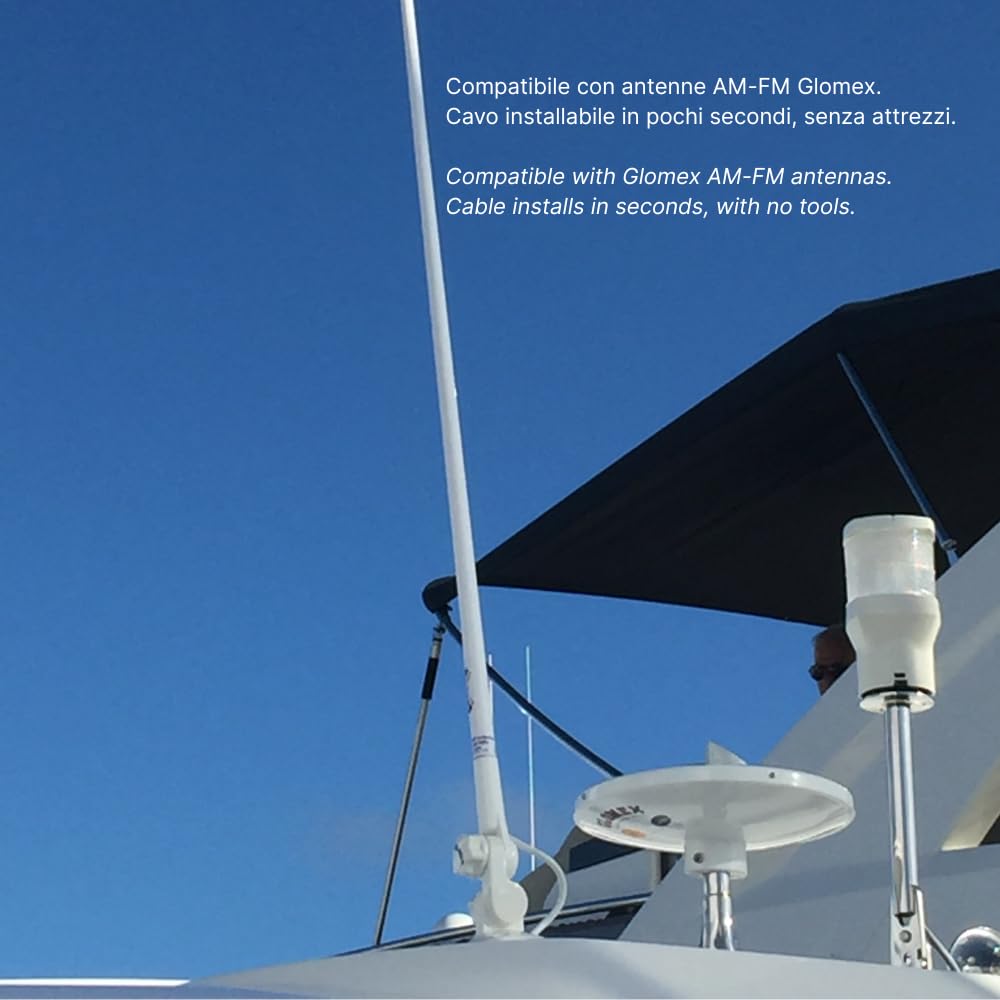 Glomex – Cavo Coassiale RG-62 Bassa Perdita 18m (93 Ohm), Modello RA360/18 – Connettori FME/Motorola Pre-Installati, Fast Fitting, Per Antenne FM Glomeasy, Per barche a vela, motore, gommoni, yacht