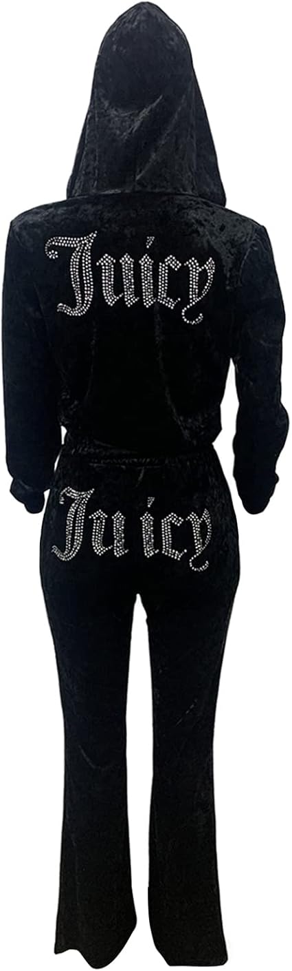 Velour tracksuit with rhinestones Clearance