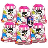 Hello Kitty Party Favor Bags Set - Bundle with 6 Drawstring Bags for Kids with Stickers and More | Hello Kitty Birthday Party Supplies
