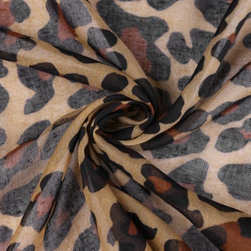 Women's Leopard Printed Long Scarf, Lightweight Soft Sheer Head Wrap Shawl Scarves for All Season4