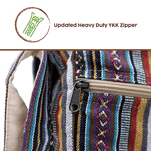 Core Hemp Crossbody Messenger Bag - Handmade In Nepal - Over-The-Shoulder Sling Bag - Unisex #TOP4