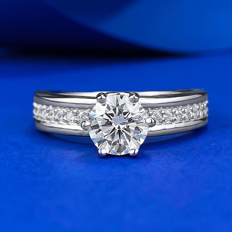 Classic 1.5CT 925 Sterling Silver Engagement Rings for Couples Sets Wedding Eternity Bridal Band Ring Set Simulated Diamond Stackable Halo CZ Cubic Zirconia Anniversary Princess for Women Size 72