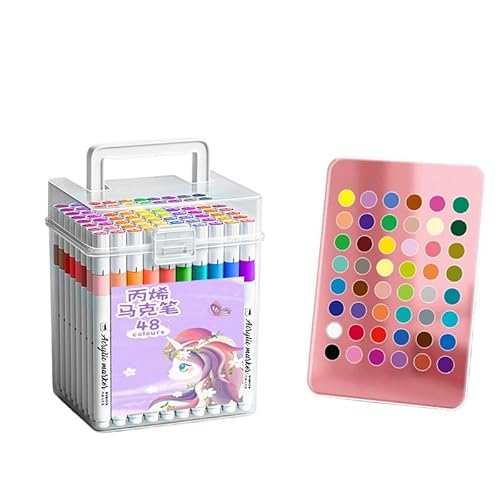 アクリルペイントマーカー Tooli Art アクリルペイントペン Tooli アートペン キャリーケース付き 画材 防水 滑らかなお絵かきマーカー ロックペインティングマグ用 (48色) (120色。)