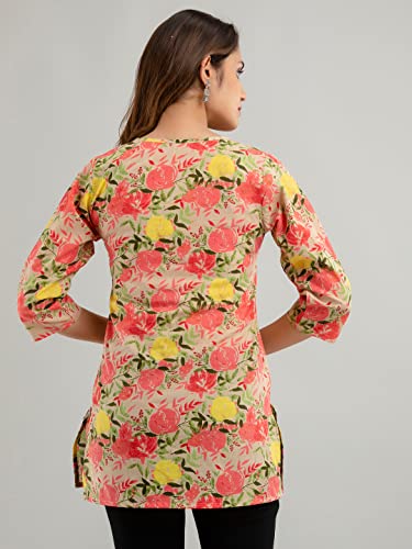 Image of feranoid Women Cotton Printed Straight Short Kurti