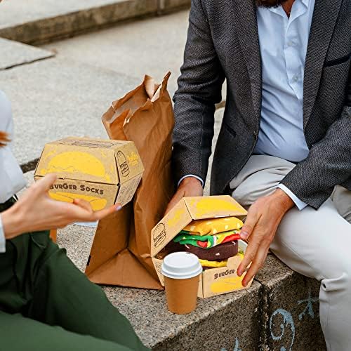 AGRIMONY Funny Burger Socks Box - Funny Hamburger Gifts for Women Ladies Teenage Girls - Fun Novelty Funky Cute Food Silly Cotton Crazy Socks Valentines Christmas Gifts for Her Stocking Fillers