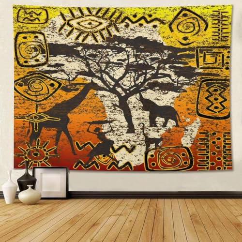 Tenture murale modèle africain rétro 300x220 cm en tissu pour salon et chambre