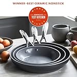GreenPan Valencia Pro Hard Anodized 3 Piece Fry Pan Skillet Set, Ceramic Nonstick 8" 9.5" and 11" Induction Suitable Frying Pans, PFAS-Free Cookware, Dishwasher Safe, Oven and Broiler Safe, Gray - Image 2