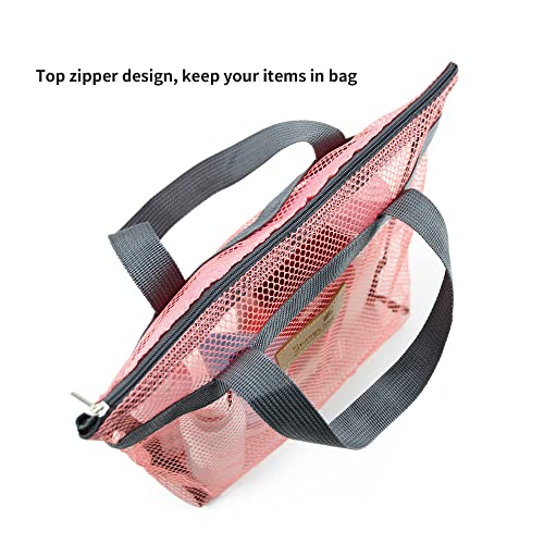TOPASION Mesh Shower Caddy Bag Portable Hanging Toiletry and Bath Organizer with Zipper for Travel, Swimming, Gym, Camping, College Dorms, Beach (Pink) by TOPASION - Image 6