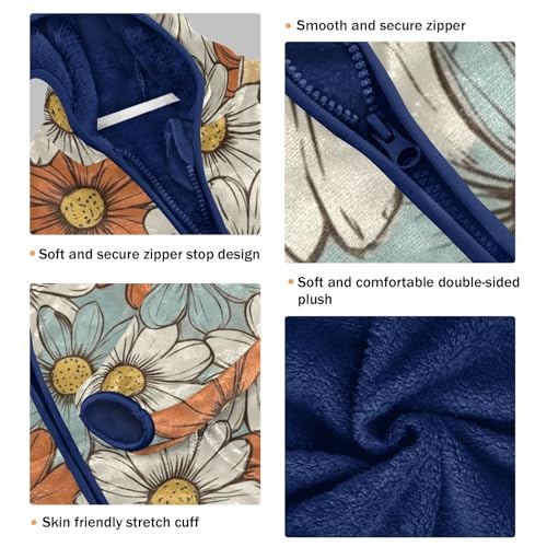 Brightly Colored Daisies Girls Fleece Jacket Girls Fall Jacket Girls Zip Up Hoodie Girls Sherpa Jacket 2-10T3