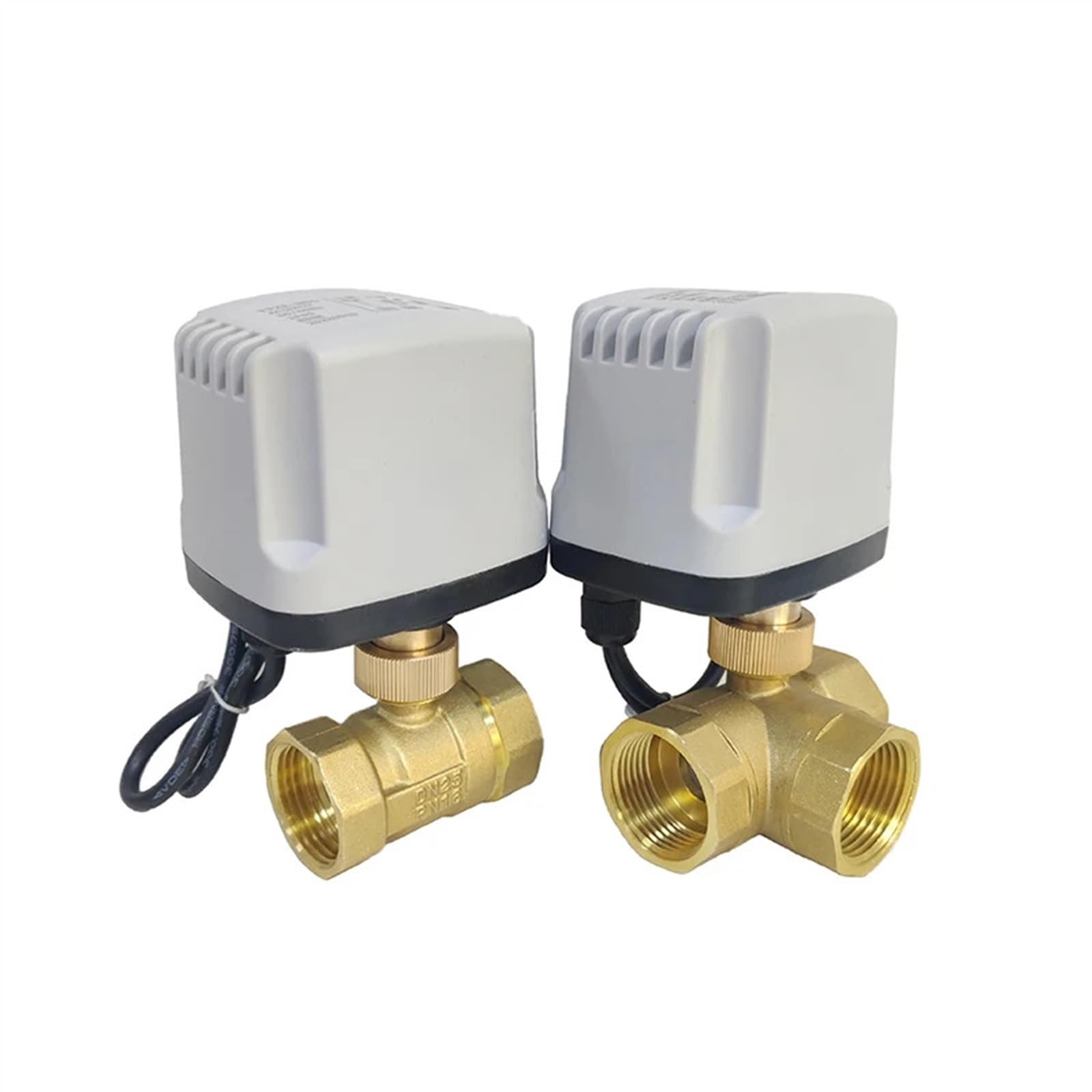VSPPJYFG Motorized Ball Valve IP65 Waterpoof DN15-50 3-Wire Two Control Two-Way Three-Way T Type Brass Thread Electric Ball Valve(AC220V-3 WAY,DN15)