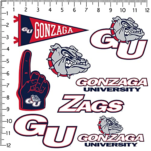 Image of Gonzaga University 8ct Vinyl Large Deluxe Stickers Variety Pack - Laptop, Water Bottle, Scrapbooking, Tablet, Skateboard, Indoor /Outdoor - Set of 8