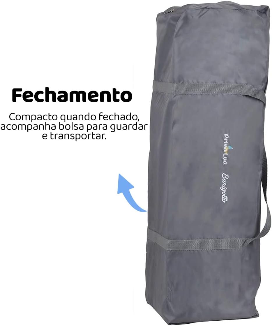 Burigotto Prima Lua crib folded compactly inside its transport bag