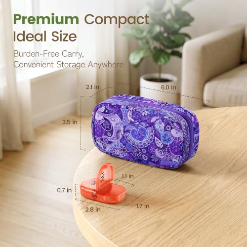 Image of Serfeymi Weekly Travel Pill Organizer 2 Times a Day AM PM Rainbow Pill Box