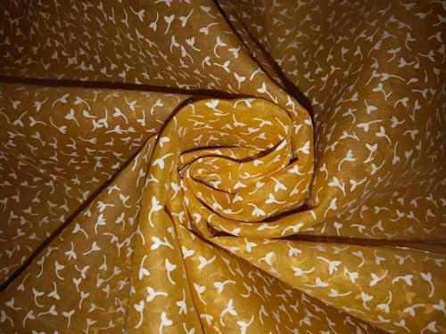 Tissu coton organdi imprimé moutarde idéal pour coudre une robe d'été légère