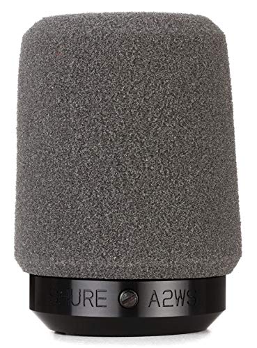 Shure A2WS Locking Microphone Windscreen - Reduces Unwanted Breath and Wind Noise, Gray - Compatible with SM57 and 545 Series Mics (A2WS-GRA)