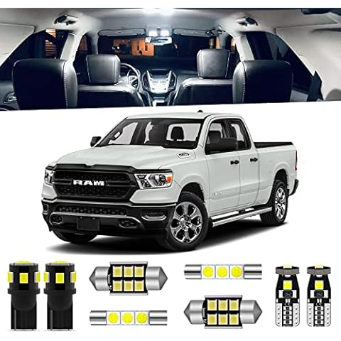 ENDPAGE 12-Pieces Ram Interior LED Light Kit for 2019 2020 2021 Dodge Ram 1500 2500 3500 White 6000K Interior LED Lighting Package + License Plate Lights, Install Tool Cover