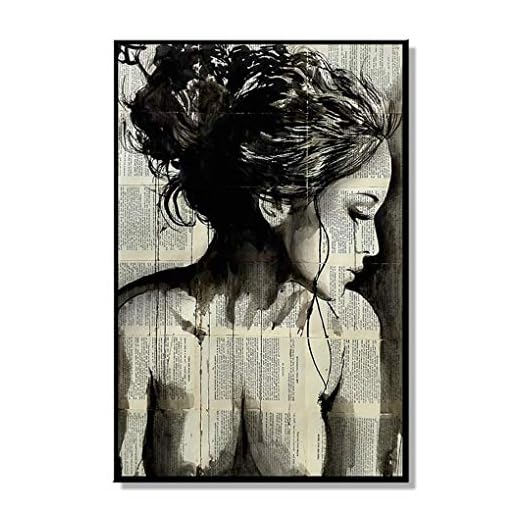 Yihaifu Abstrakt tidning flicka kvinnor sida ansikte oljemålning affisch tidning flicka för sovrum vardagsrum canvas konstverk bild