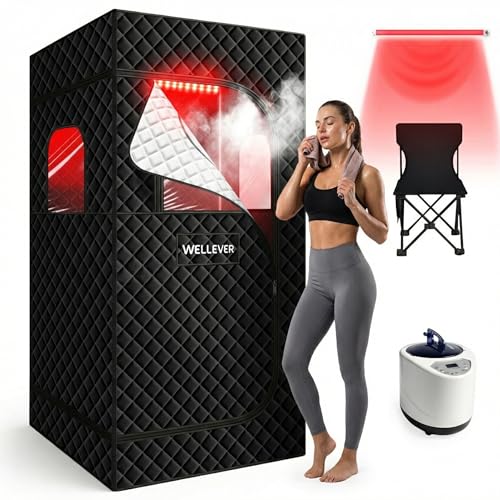WELLEVER Upgraded Sauna Box, Infrared Sauna for Home, Portable Steam