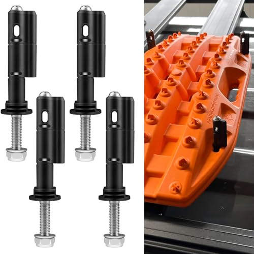 Mounting Pins for Recovery Boards 4 PCS Lockable Traction Board Mount Pins Safety Theftproof Mounting Pins Compatible with MaxTrax MKII Recovery Boards Including M10 Bolts 140MM Pins