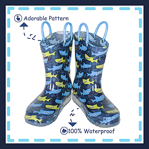 Image of Outee Toddler Kids Adorable Lightwight Waterproof Rain Boots Light Up by Steps