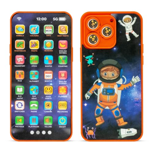 Image of Educational Phone Toy for 2-12 Years Kids Rechargeable 24 Modes Talking Baby Smart Phone Mobile Toy for Boys Girls Christmas Gift Birthday Surprise (10 Languages Space Themed)