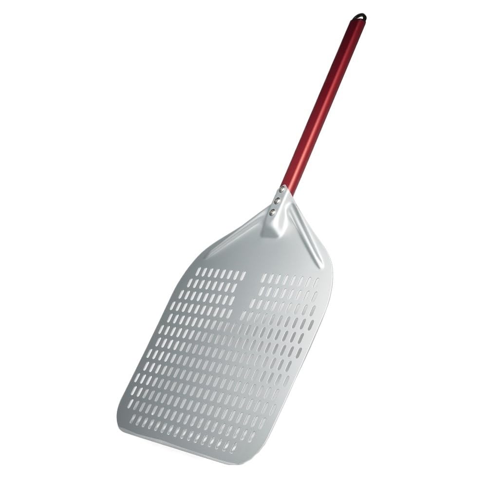 WANGSHAOWEI Pizza ​Paddle 14/13/12 Inch Perforated Pizza Shovel Retangular Paddle Multiple Color Handle Peel(13inch 75cm Red)