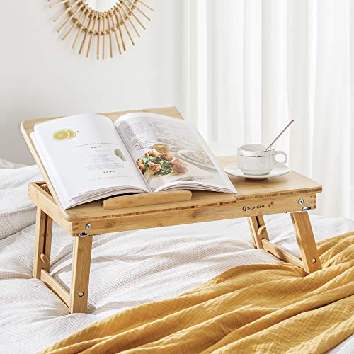 SONGMICS-Bamboo-Laptop-Desk-Serving-Bed-Tray-Breakfast-Table-Tilting-Top-with-Drawer