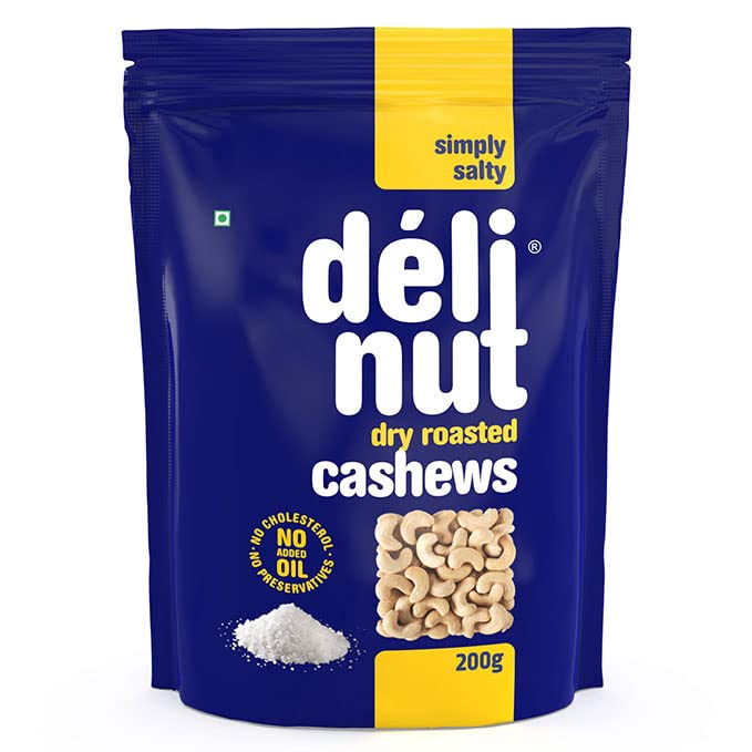 Delinut Simply Salty Dry Roasted Salted Cashews/Kaju 200g | Crunchy & Flavourful WW240 Whole Cashew Nuts | FOST Flavour Lock Technology | Nitrogen Flushed | Rich in Protein & Fiber | No Added Oil or Preservatives-image-16