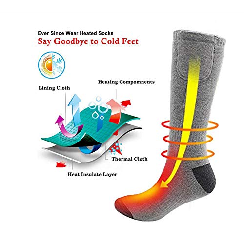 Queta Heated Socks Unisex Heated Socks Electric Thermal Socks Rechargeable Heated Knee Socks for Men Women Winter Foot Warmer for Outdoor Ski Hiking Motorcycle Hunting Snowballs - Image 4