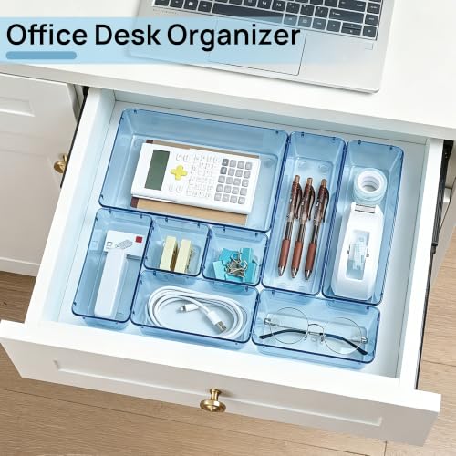 Image of Vtopmart 25 PCS Plastic Drawer Organizers Set, 4-Size Versatile Bathroom and Vanity Drawer Organizer Trays, Storage Bins for Makeup, Bedroom, Kitchen Gadgets Utensils and Office